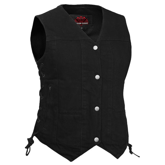 Women's 6 Pocket Denim Utility Vest - Black