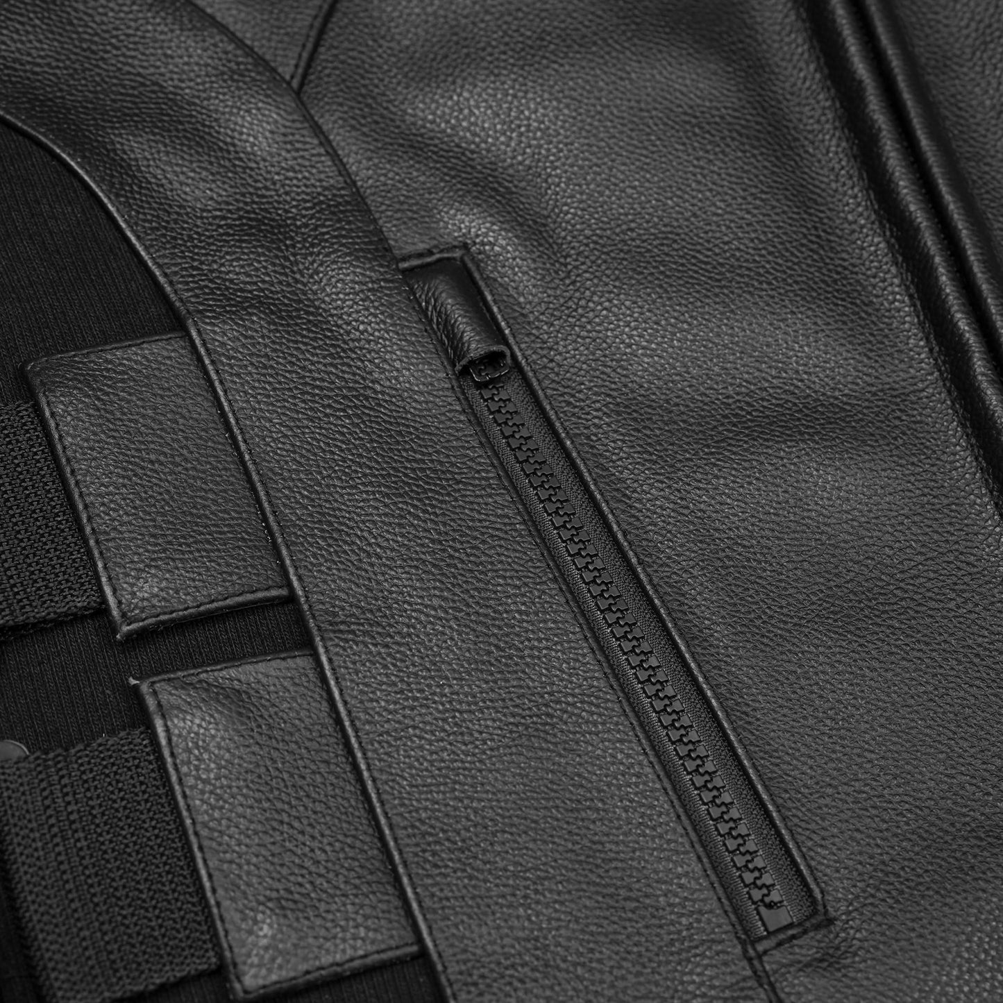 Men's Black Leather SWAT Style Motorcycle Vest