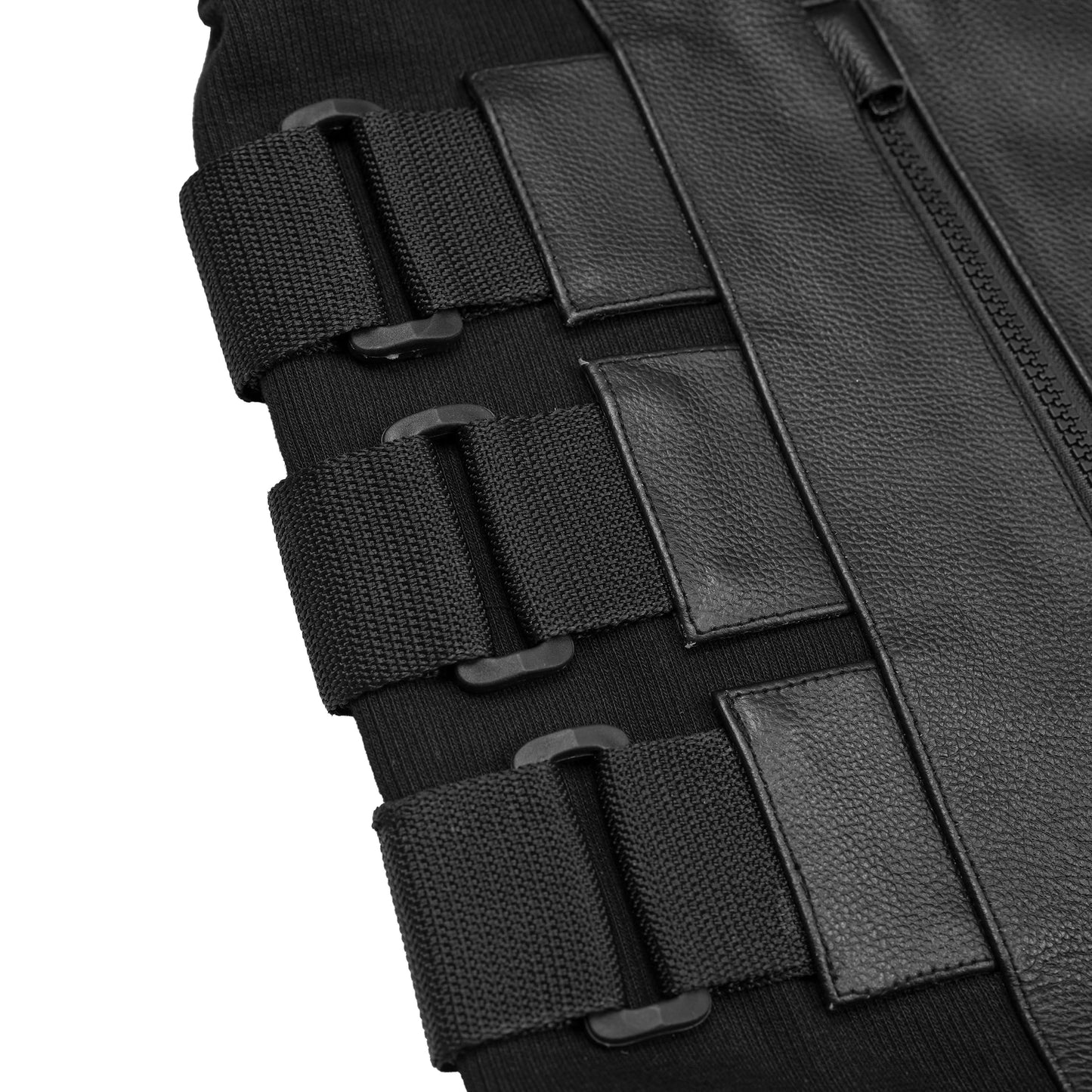 Men's Black Leather SWAT Style Motorcycle Vest