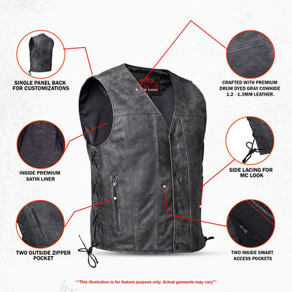 Men's Gray Single Back Panel Smart Access Pockets Vest