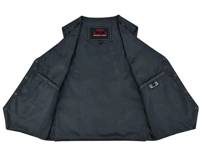 Men's Traditional Light Weight Black Leather Motorcycle Vest