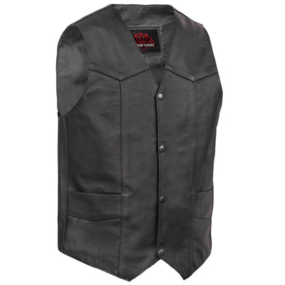 Men's Traditional Leather Motorcycle Vest - Black