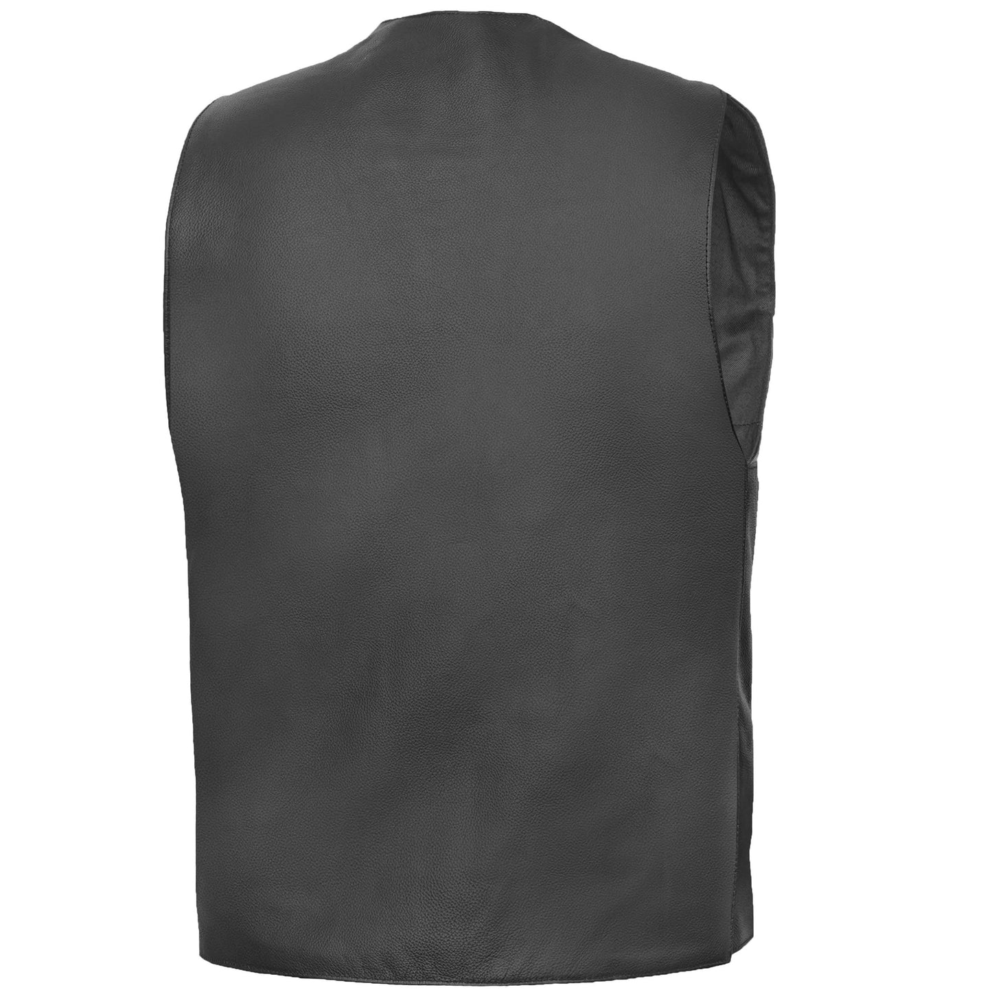 Men's Traditional Leather Motorcycle Vest - Black