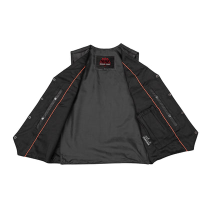 Men's Traditional Leather Motorcycle Vest - Black