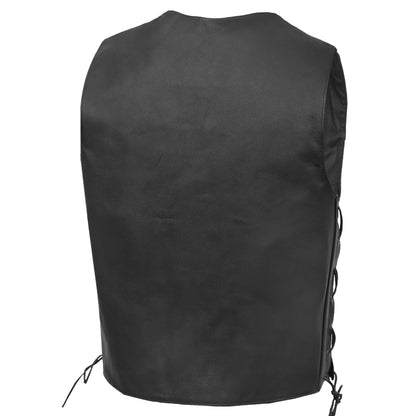 Men's Traditional Leather side lacing Vest - Black