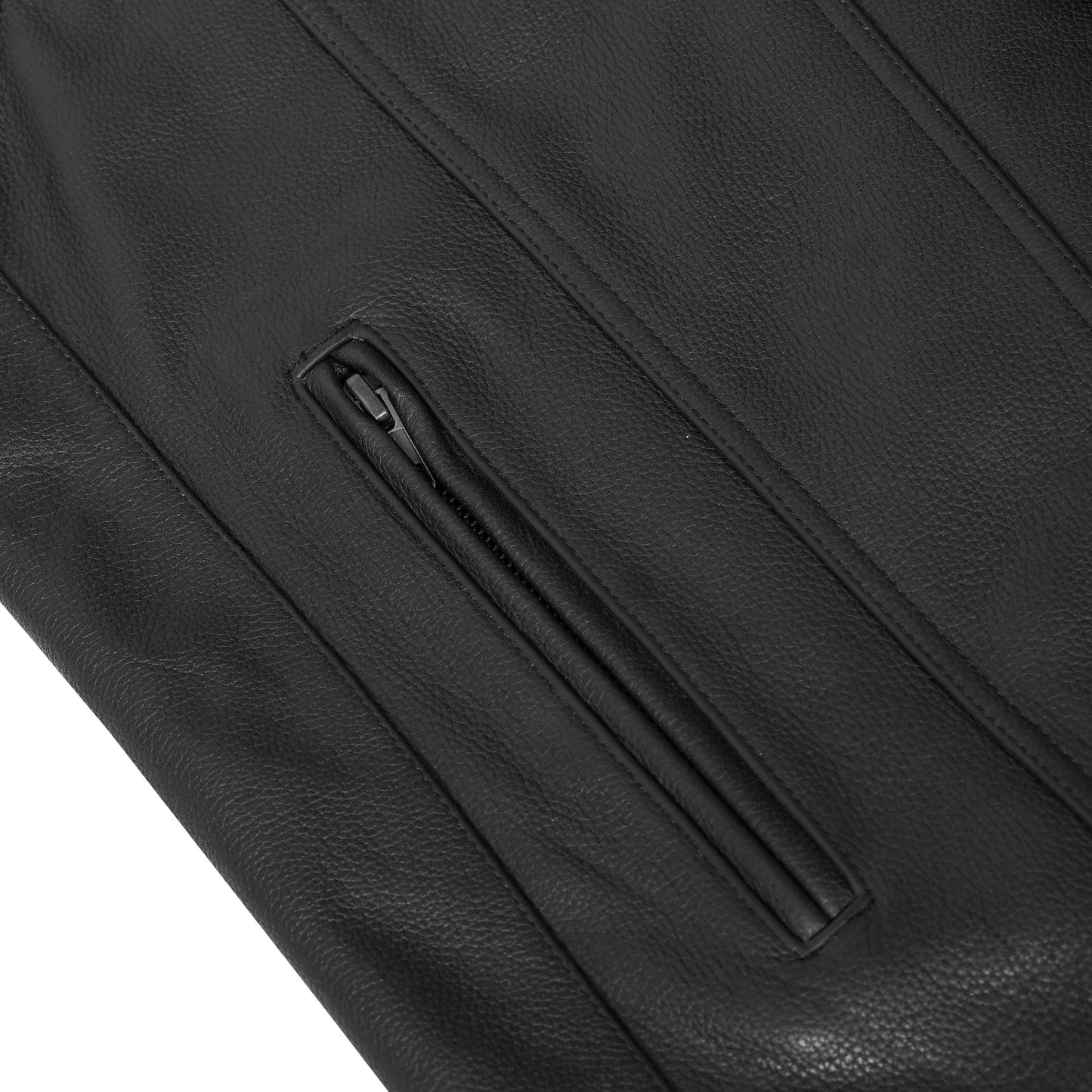 Buffalo Nickel Black Leather Vest for Men - Customizable Back & Satin Liner