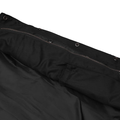 Men's Black Leather Motorcycle Vest with Removable Hood