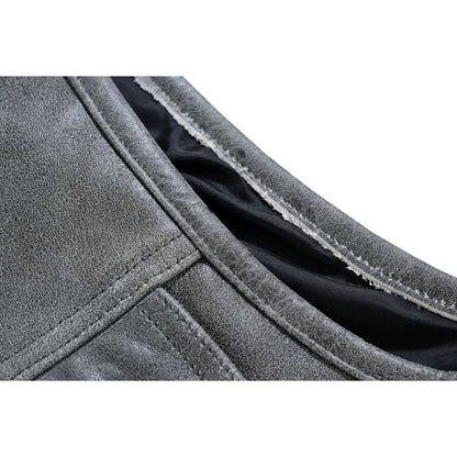 Men's Distressed Gray Cowhide Leather  Motorcycle Vest