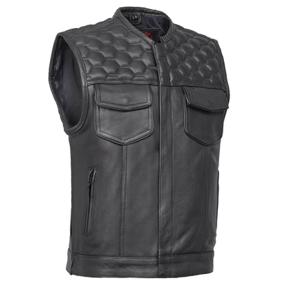 Black Horse Men's Leather Motorcycle Vest