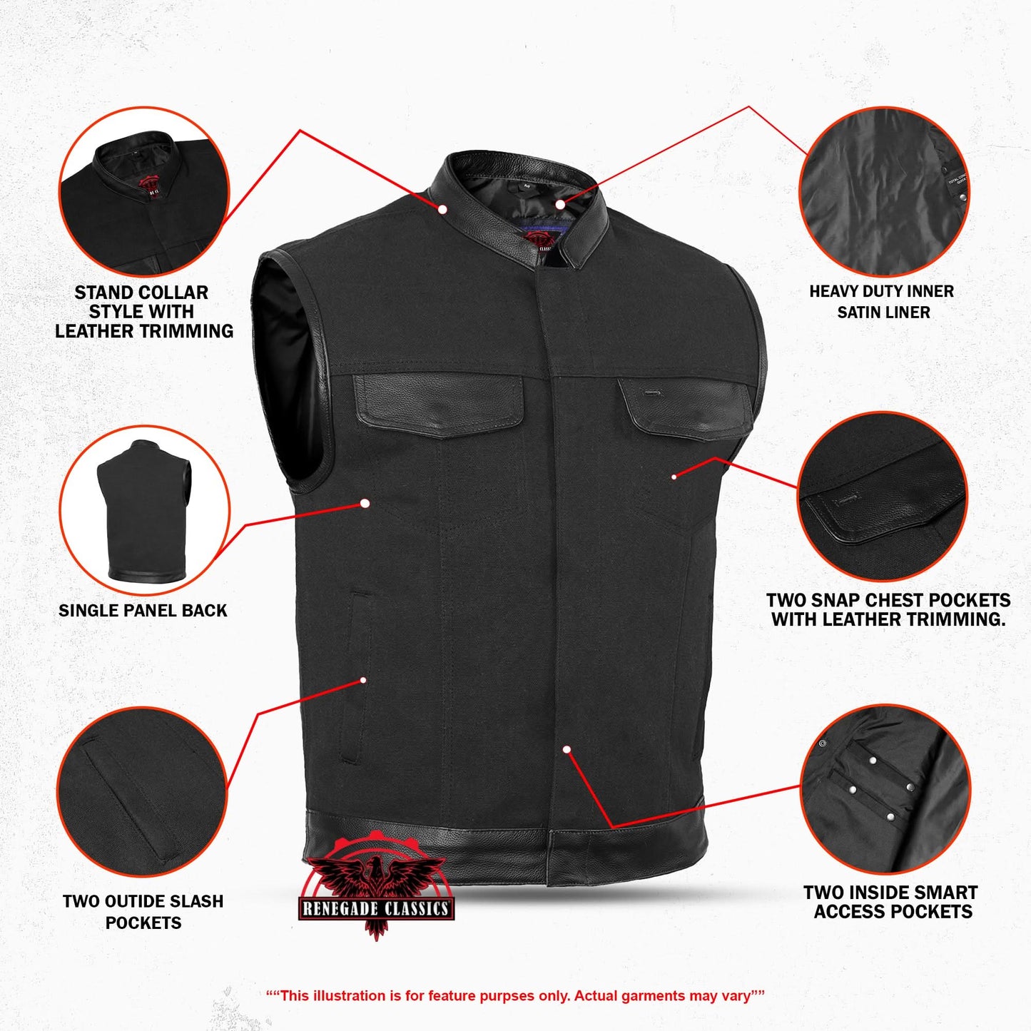 Canvas Material Single Back Panel Concealment Vest
