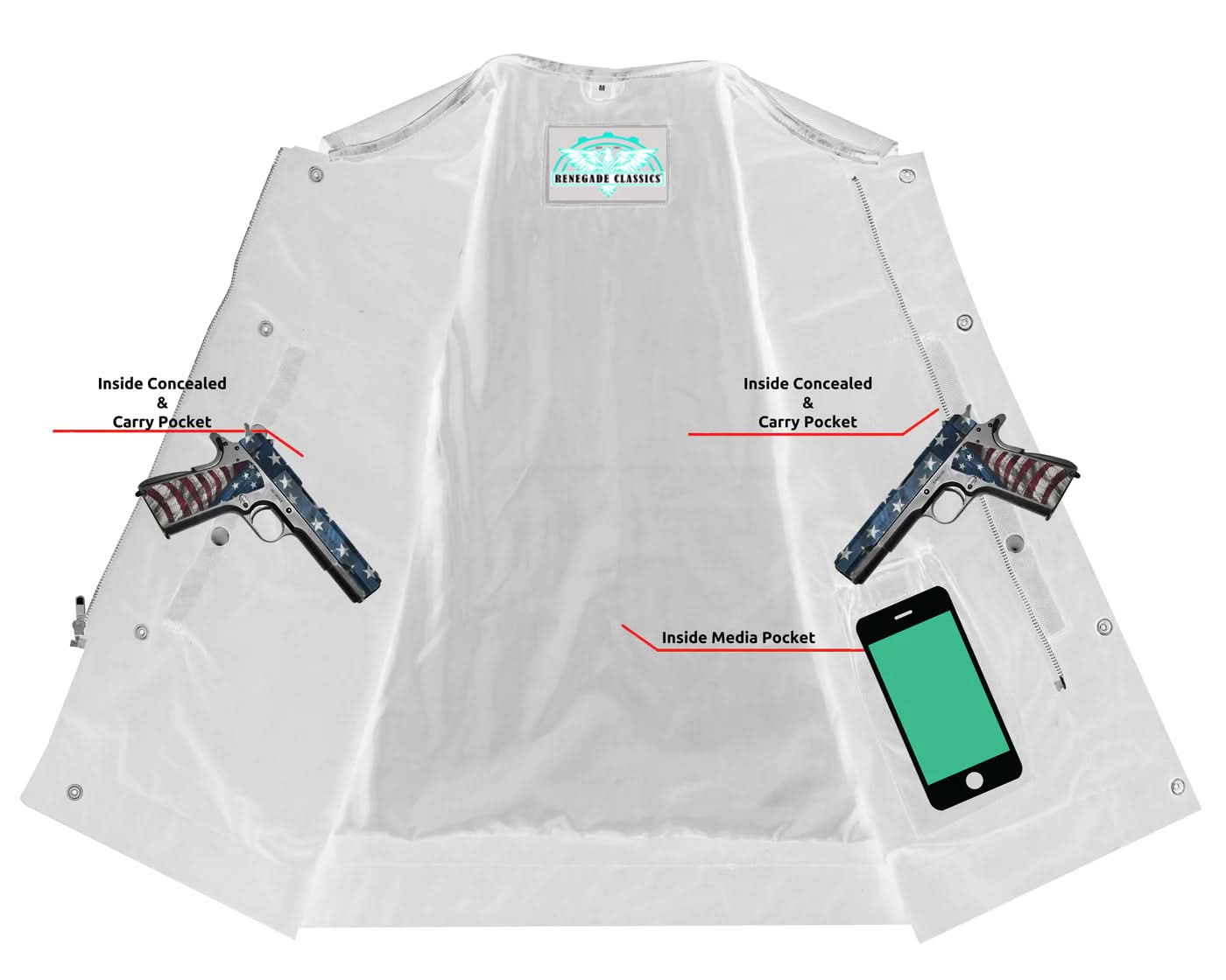 Concealed Snap Closure Textile Material W/O Collar