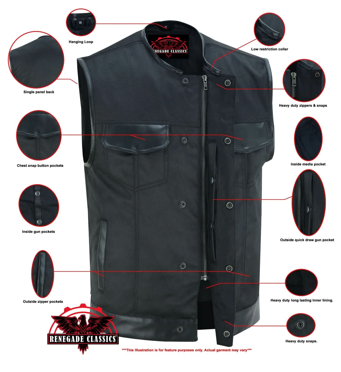 Concealed Snap Closure Textile Material W/O Collar