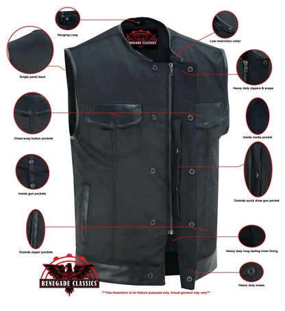 Concealed Snap Closure Textile Material W/O Collar