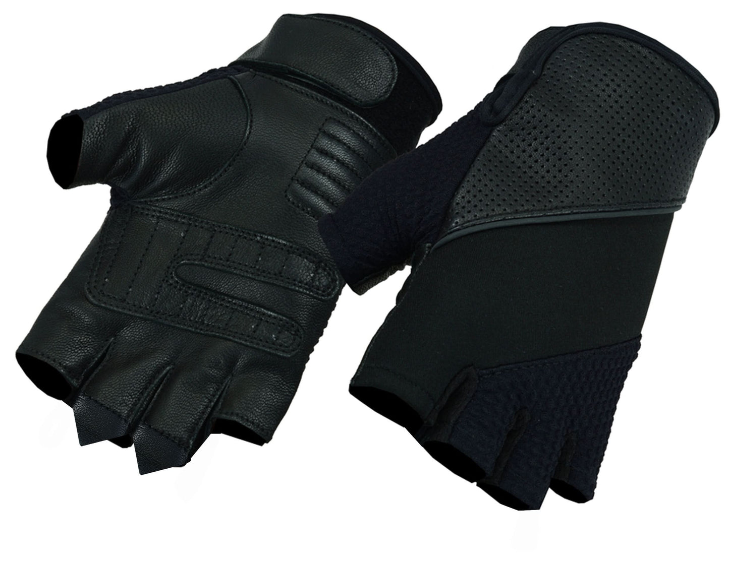 Leather/ Textile Fingerless Glove
