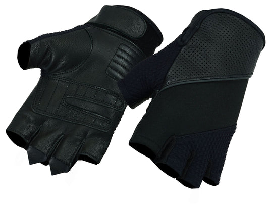Leather/ Textile Fingerless Glove