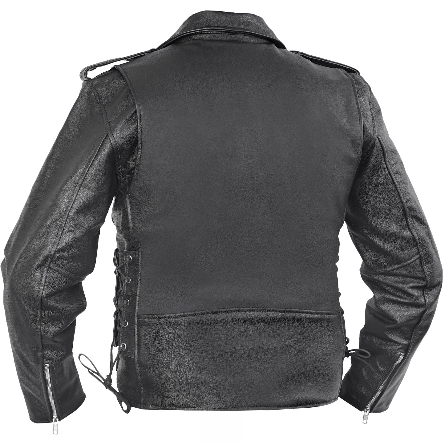 Classic Star Black Men's Leather Motorcycle Jacket – Adjustable Fit