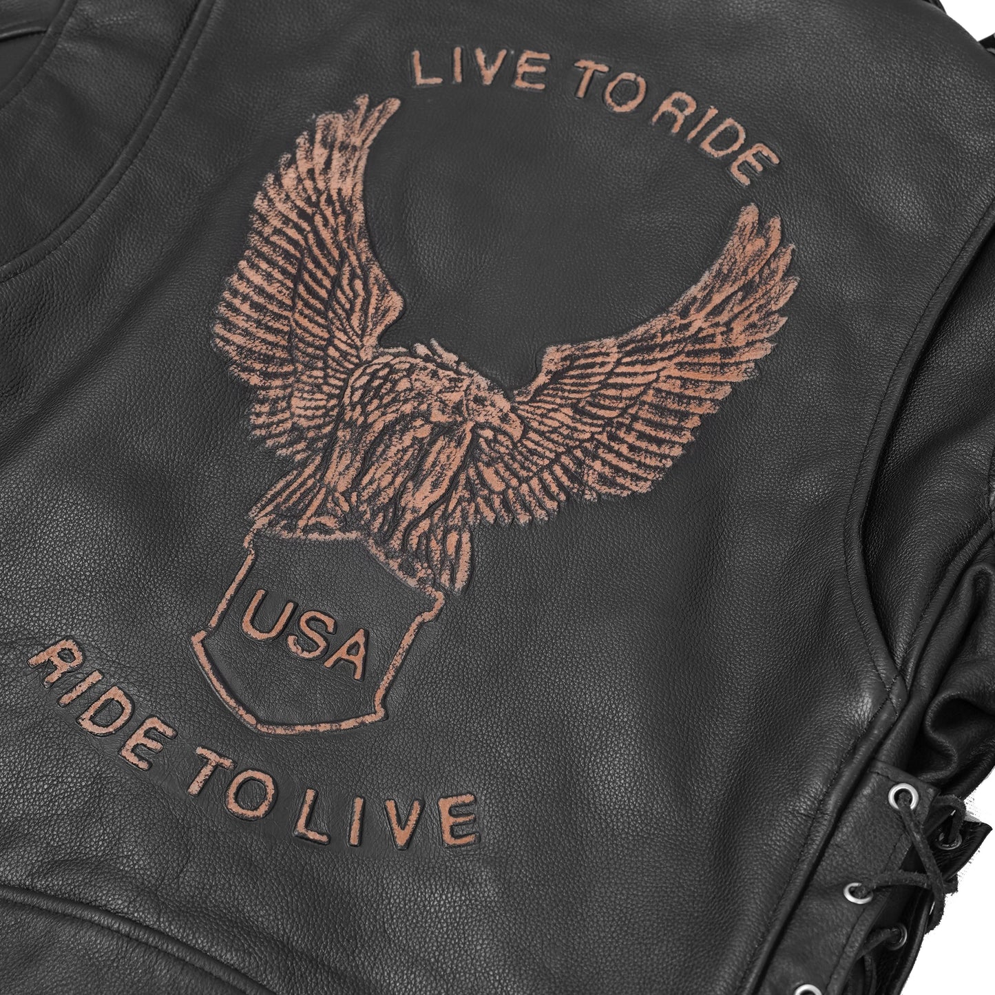 Freedom Rider Black Men's Leather Jacket – Eagle Embossed