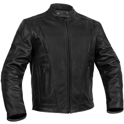 Men's Black Vented Motorcycle Jacket with Plain Sides