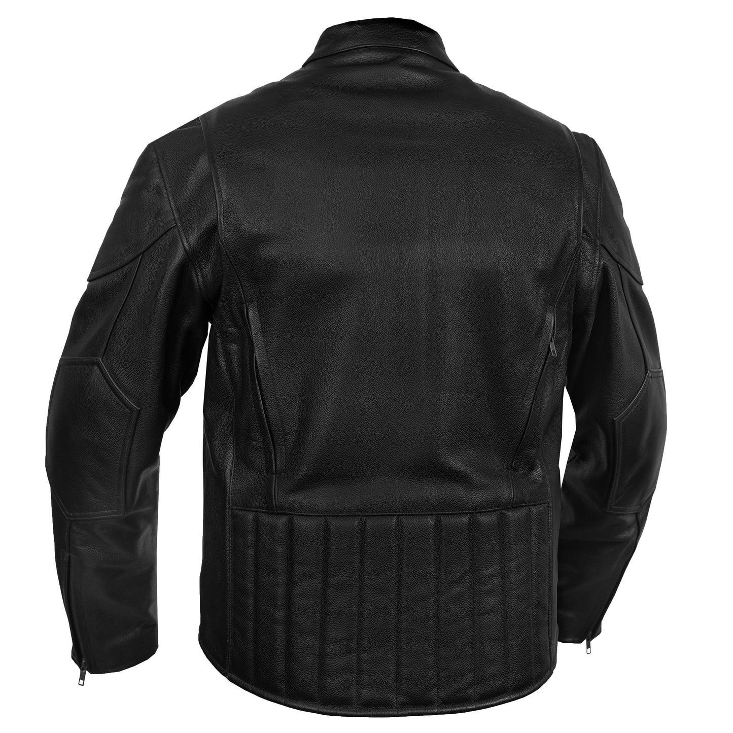 Men's Black Vented Motorcycle Jacket with Plain Sides