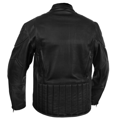 Men's Black Vented Motorcycle Jacket with Plain Sides