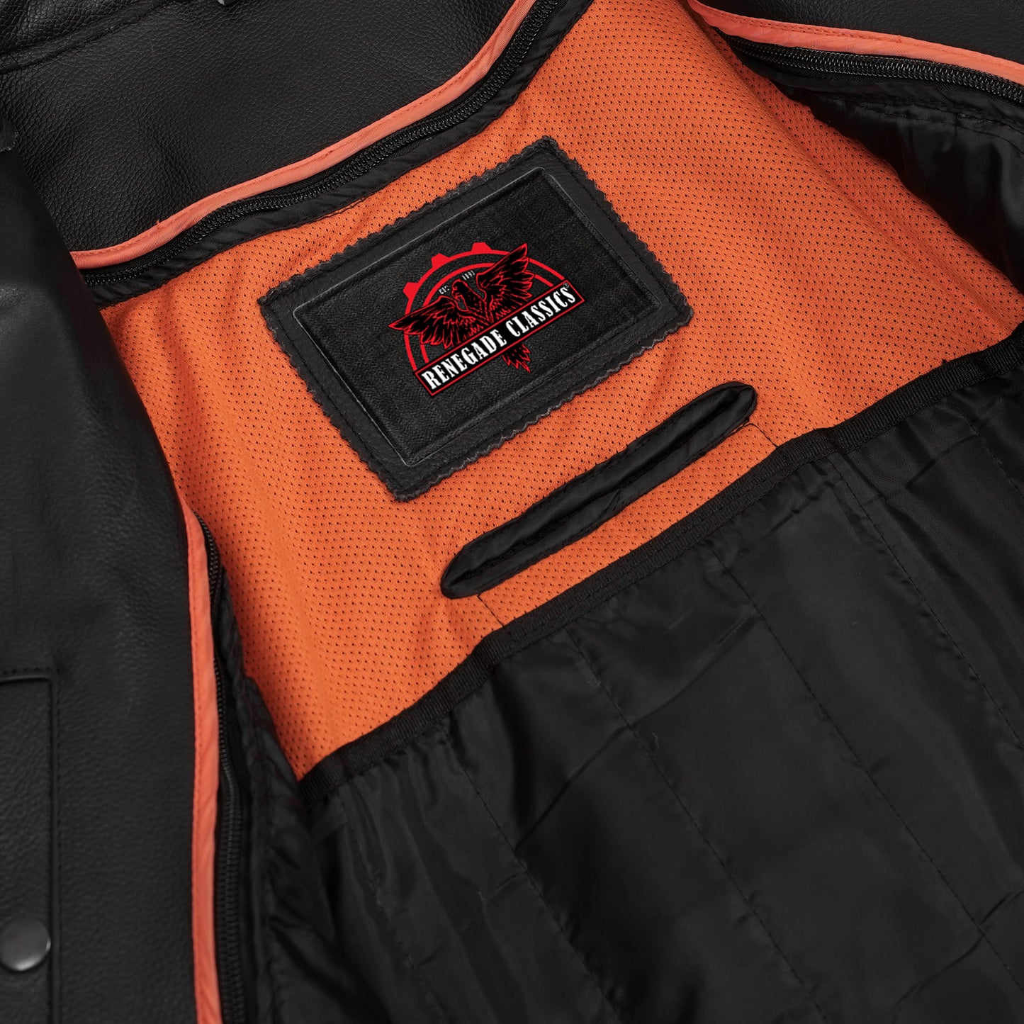 Men's Black Vented Motorcycle Jacket with Plain Sides