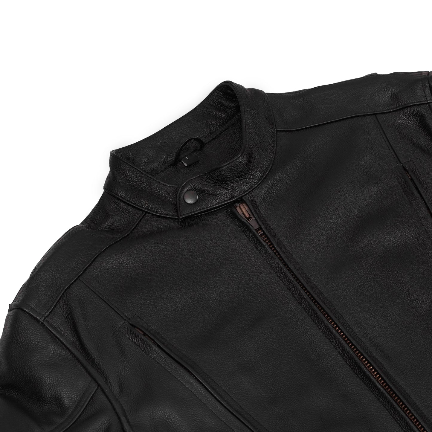 Men's Black Vented Motorcycle Jacket with Plain Sides