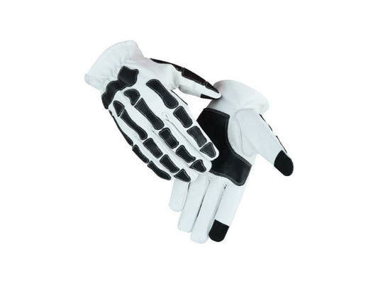 Glove Grace White and Black Skeleton Hand Riding Glove