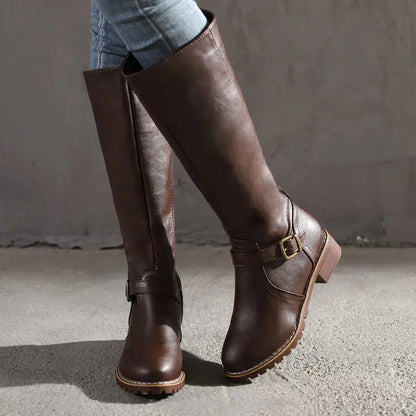 Women's Retro Knee-high Boots with Thick Heels