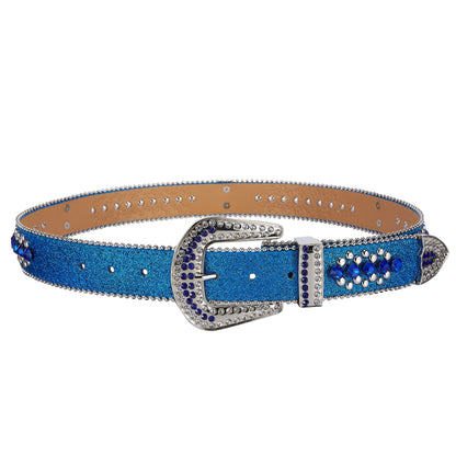 Western Fashion Blue Bling Bling Rhinestones Diamond Belt