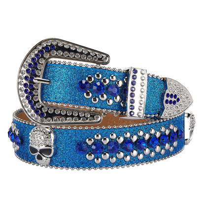 Western Fashion Blue Bling Bling Rhinestones Diamond Belt