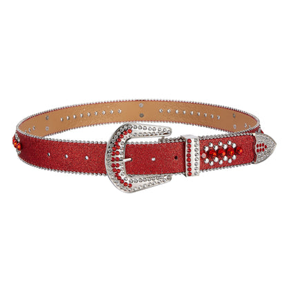 Western Fashion Red Bling Bling Rhinestones Diamond Belts