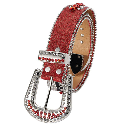 Western Fashion Red Bling Bling Rhinestones Diamond Belts