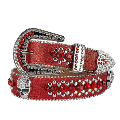 Western Fashion Red Bling Bling Rhinestones Diamond Belts