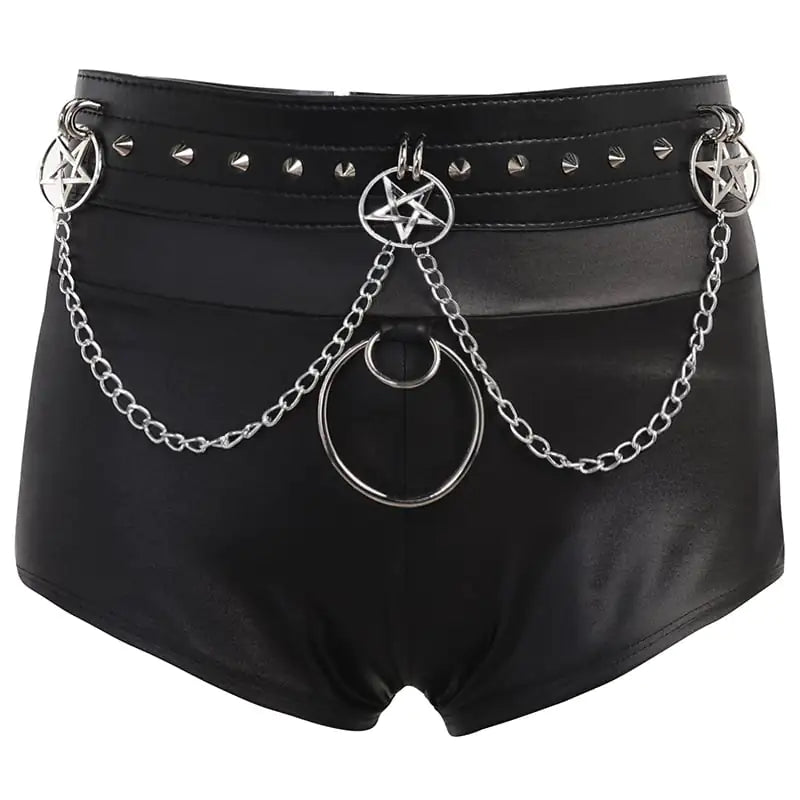 Goth Skinny PU Faux Leather Shorts