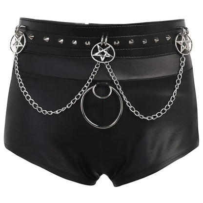 Goth Skinny PU Faux Leather Shorts
