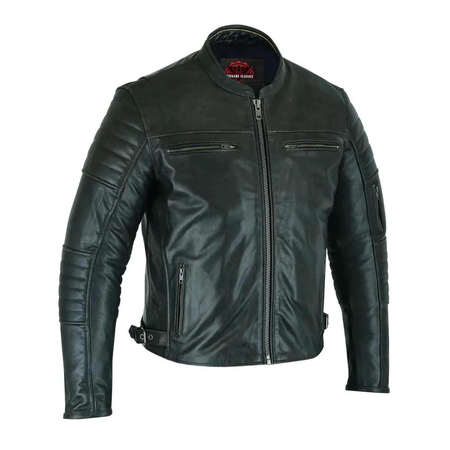 Men's Gun Metal Brown Crossover Leather Scooter Jacket