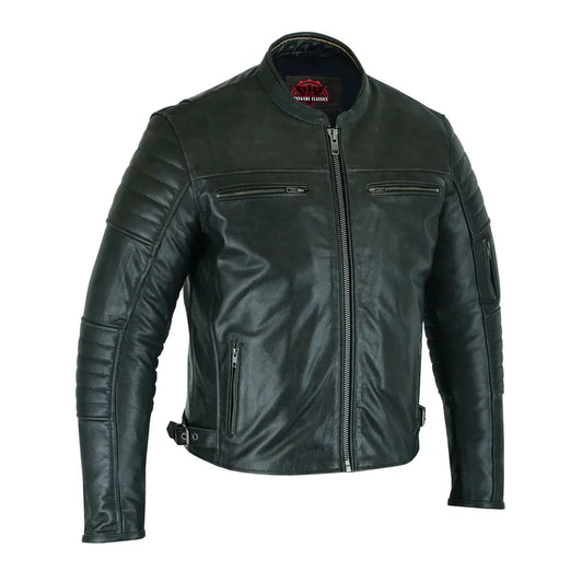 Men's Gun Metal Brown Crossover Leather Scooter Jacket