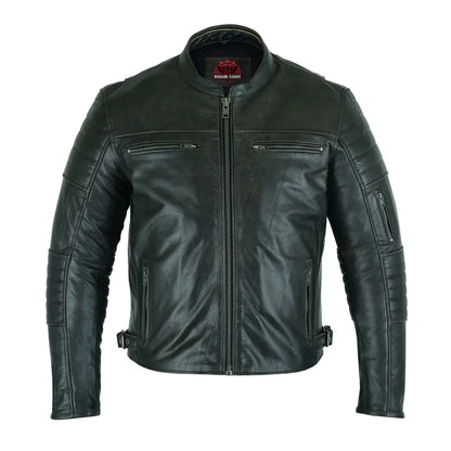 Men's Gun Metal Brown Crossover Leather Scooter Jacket
