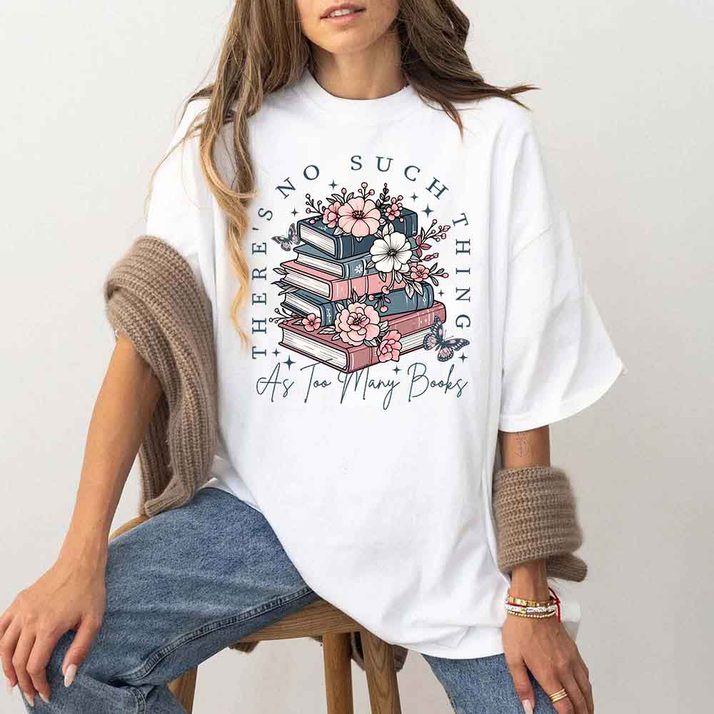 Floral Book Lover Tee – Too Many Books Shirt