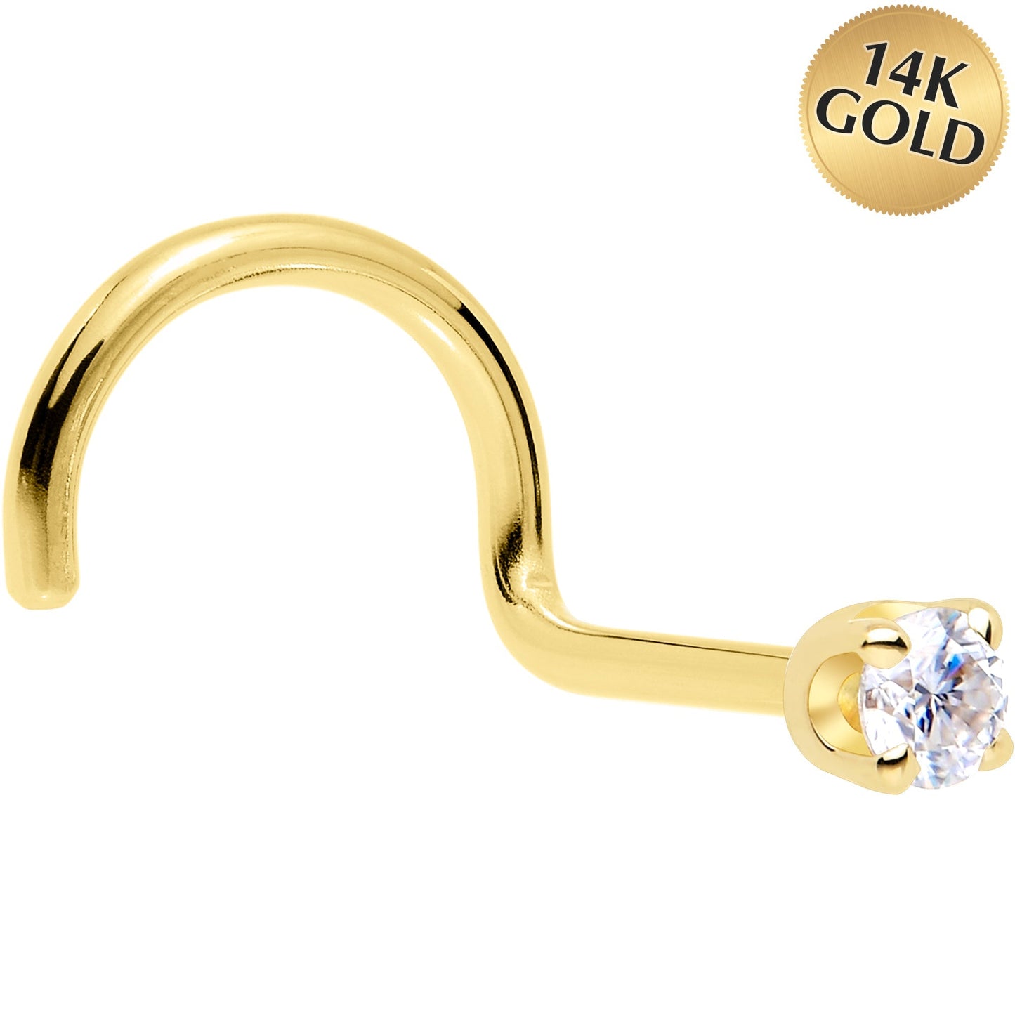 14k Yellow Gold 2mm Moissanite Nose Ring