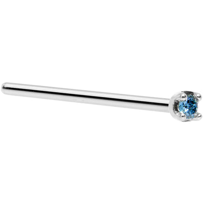 14k White Gold 2mm Lab Grown Blue Diamond Nose Ring