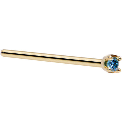 14k Yellow Gold 2mm Lab Grown Blue Diamond Nose Ring