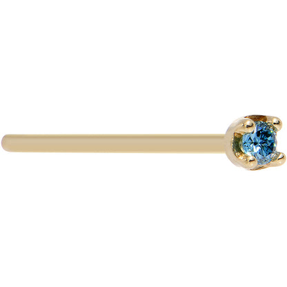 14k Yellow Gold 2mm Lab Grown Blue Diamond Nose Ring