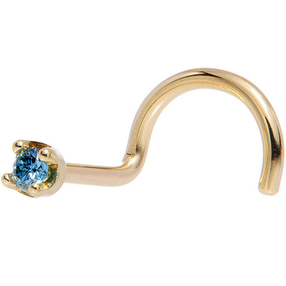 14k Yellow Gold 2mm Lab Grown Blue Diamond Nose Ring