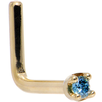 14k Yellow Gold 2mm Lab Grown Blue Diamond Nose Ring