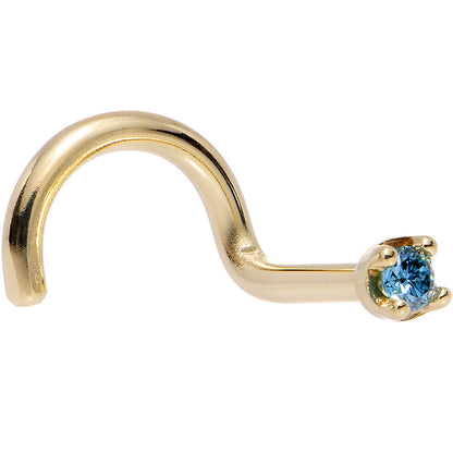 14k Yellow Gold 2mm Lab Grown Blue Diamond Nose Ring