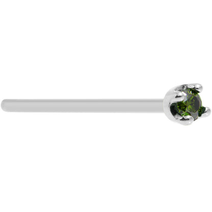14k White Gold 2mm Lab Grown Green Diamond Nose Ring