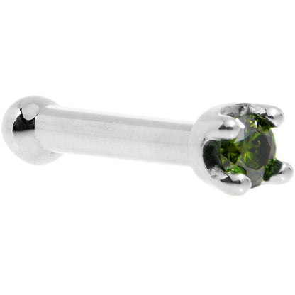 14k White Gold 2mm Lab Grown Green Diamond Nose Ring