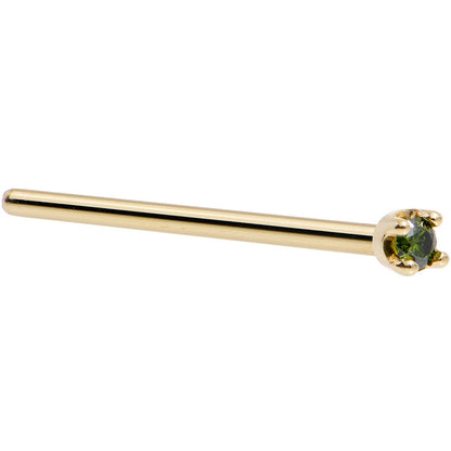 14k Yellow Gold 2mm Lab Grown Green Diamond Nose Ring