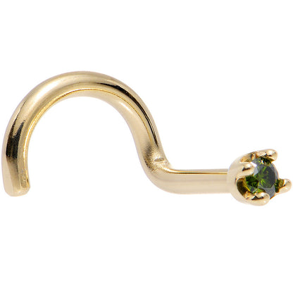 14k Yellow Gold 2mm Lab Grown Green Diamond Nose Ring